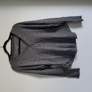 American Eagle Outfitters Gray Ribbed Henley Sweater